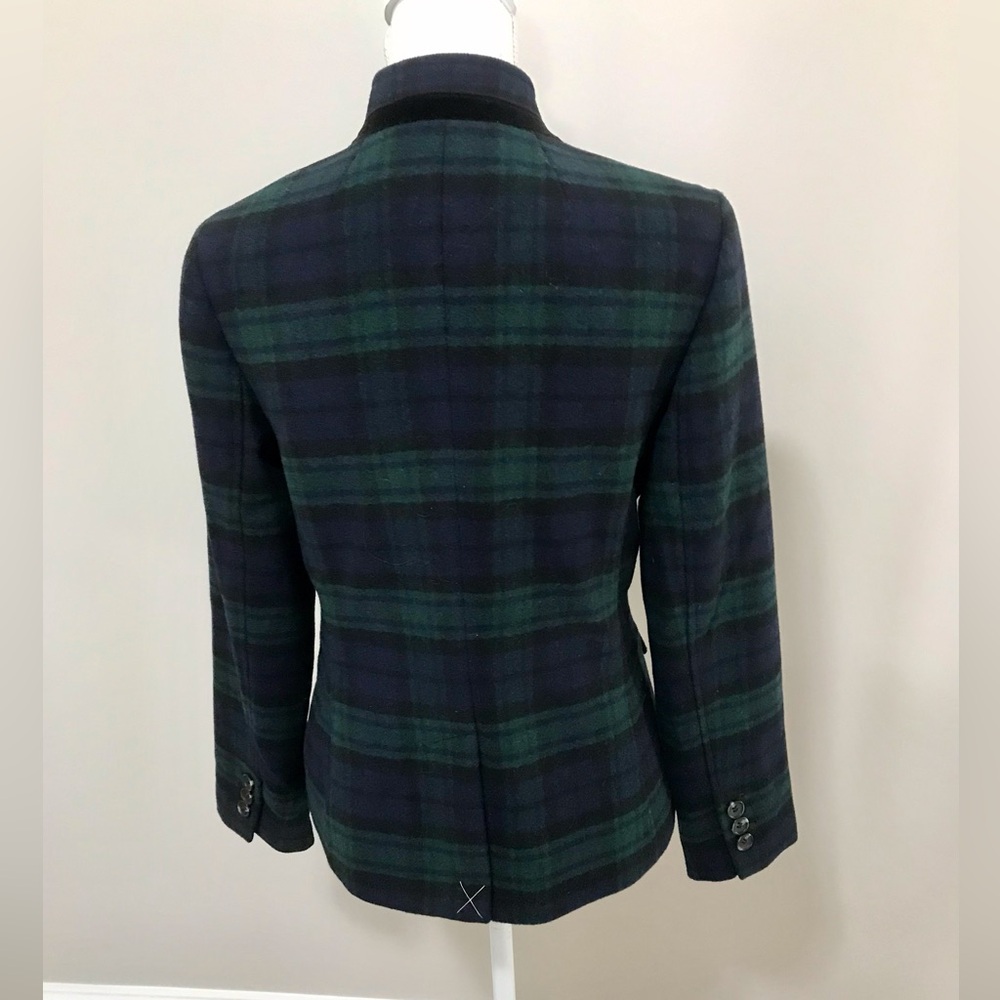 NWT TALBOTS BLACK WATCH PLAID VELVET-TRIM BLAZER - Picture 4 of 16
